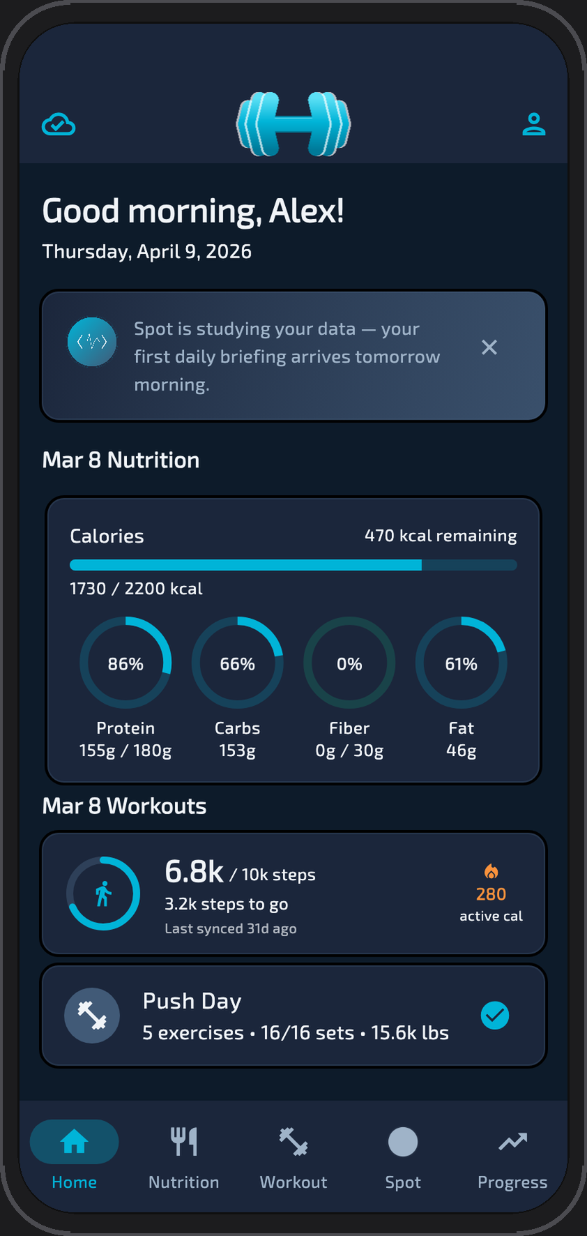 Refactor Fitness dashboard in dark mode